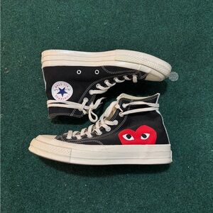 Converse Black High-Top Sneakers with Red Heart